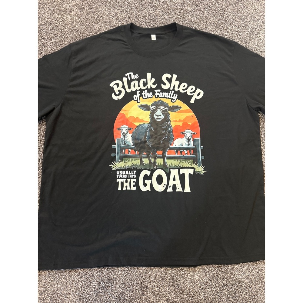 Black Sheep of the Family GOAT Graphic T-Shirt Mens 5XL Black Short Sleeve Tee